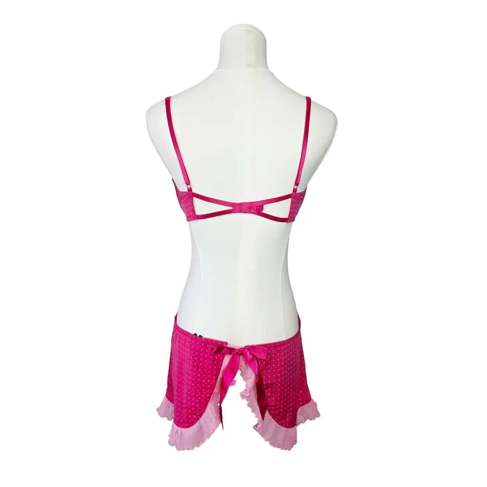 VS Sexy Little Thing Hot Pink Polka Dot Apron Babydoll